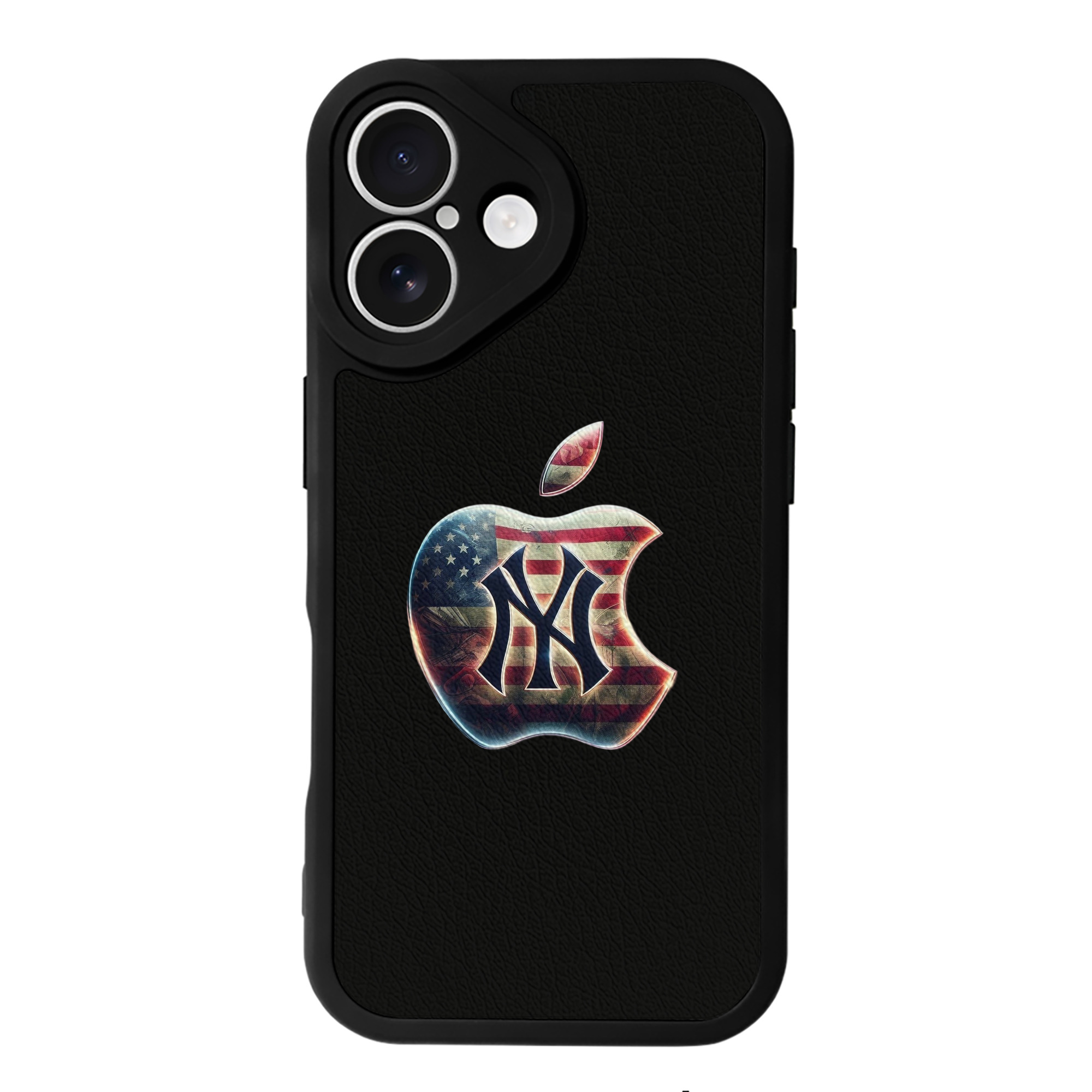 New York Yankees Apple US Flag IPhone 16 Silicone Leather Case – UV Print, Lambskin Texture – Perfect Fit, Wireless Charging Compatible, Scratch Resistant, Precise Cutouts – Stylish Protection For IPhone 16